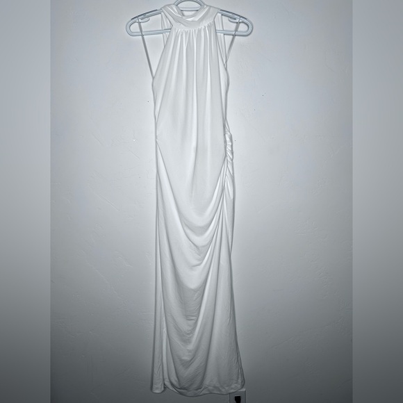 NWT Zara Ruched Halter Maxi Dress White Size Large Bridal Shower Rehearsal - Picture 2 of 16